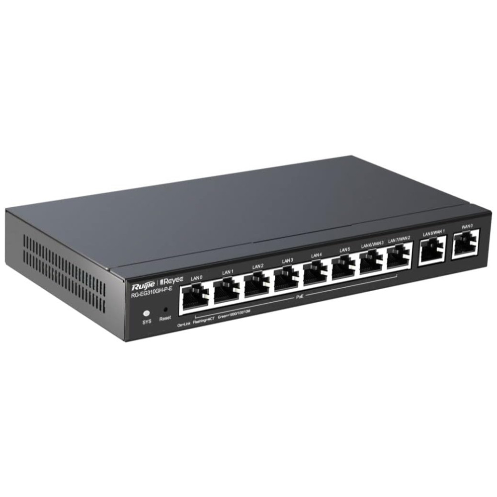 Ruijie Reyee RG-EG310GH-P-E - Desktop 10-port full gigabit router, concurrency of 300 users, 1.5 Gbps throughput - Image 6
