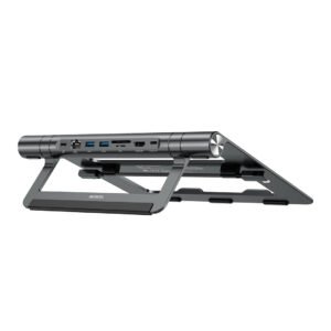 Mowsil Laptop Stand with 8-in-1 USB-C Hub, Adjustable Aluminum Laptop Riser