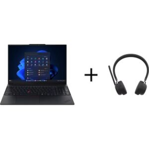 Lenovo ThinkPad E16 Gen 3 AI PC Intel Core Ultra 5-225U 16GB RAM 512GB SSD Shared Intel Graphics 16 inch WUXGA Windows 11 Pro Business Laptop - Black + Lenovo Stereo Headset [EDGE16-21SR001QGR+ANC]