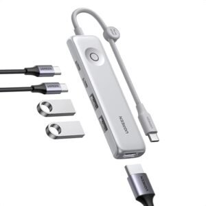 UGREEN USB C Hub 5 in 1, 4K@60Hz HDMI, 100W PD, Type A & C 3.2 Data Ports | Revodok Pro Type C Adapter with Lock-Screen Button, Cable Clip Design, Slim, Portable for MacBook, iPad, iPhone, Laptops