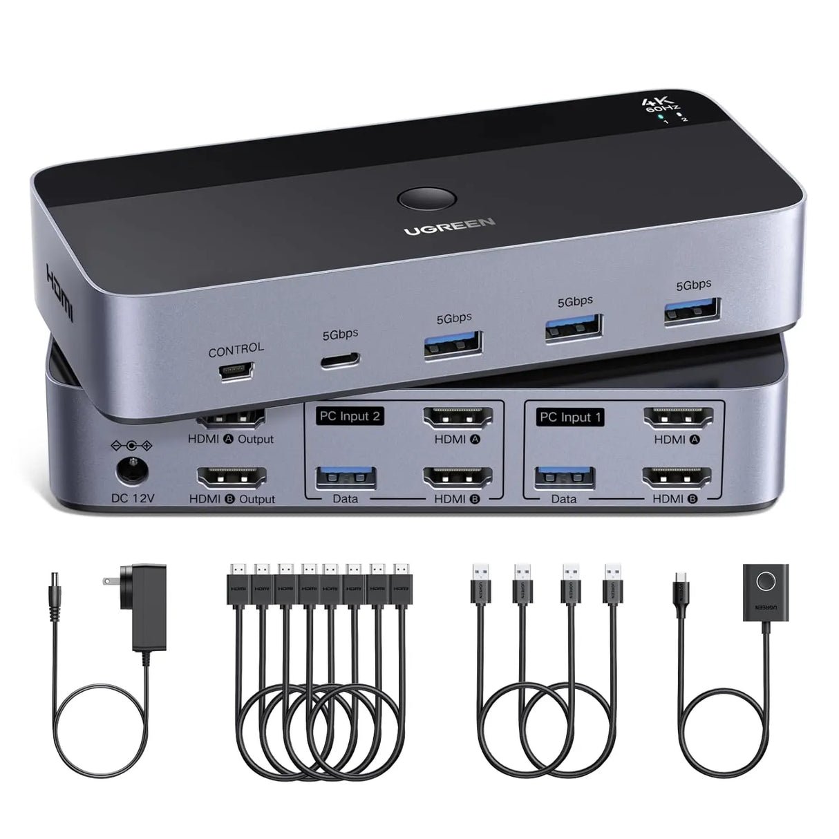 UGREEN Dual-Monitor HDMI KVM Switch for 2 Computers, 4K@60Hz (55455) - Image 5