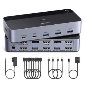 UGREEN Dual-Monitor HDMI KVM Switch for 2 Computers, 4K@60Hz (55455)