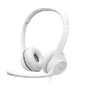 Logitech H390 Wired Headset for PC/Laptop, Stereo Headphones with Noise Cancelling Microphone, USB-A, in-Line Controls, Works with Chromebook - White