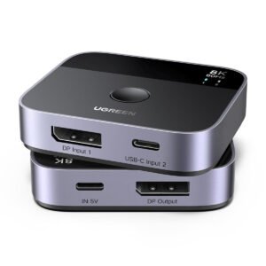 UGREEN 65878 DP + USB-C to DisplayPort Switch, 8K60