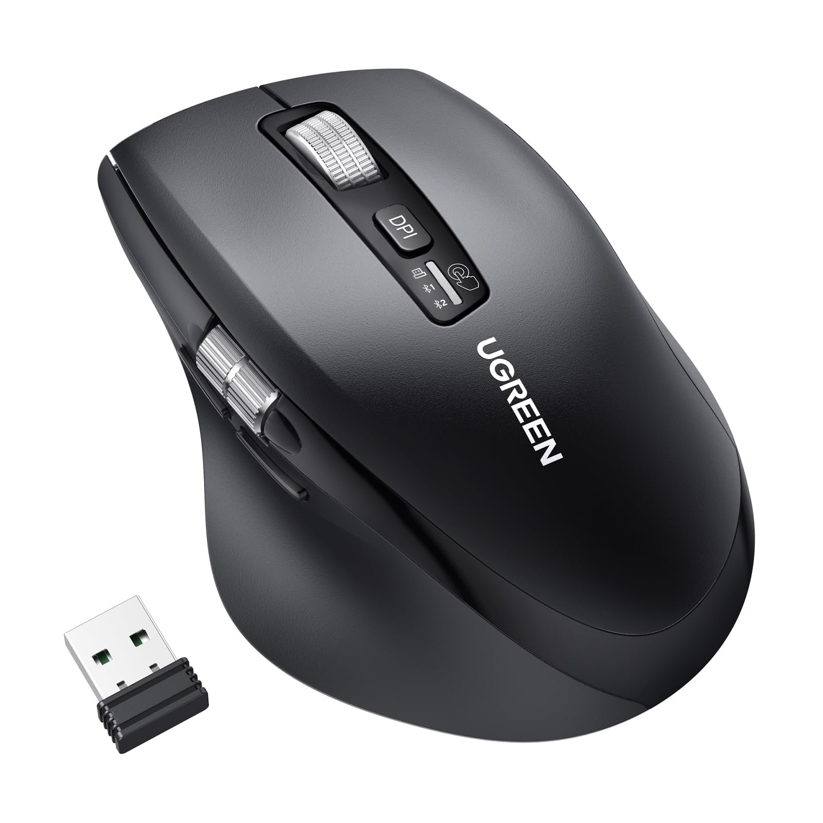 UGREEN Wireless Mouse BT5.4/2.4G Silent 5000DPI with Ultra-Fast Scrolling | Wireless mouse, Bluetooth5.4/2.4G, silent, 5000 DPI, ultra-fast scroll, 5 buttons, ergonomic, for PC Mac, office home