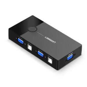 UGREEN 2-Port USB VGA KVM Switch Box 2 In 1 Out Video Sharing Adapter USB Interface Keyboard Mouse Monitor Control Black 30357