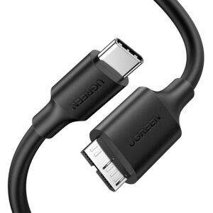 UGREEN USB C Hard Drive Cable 0.25M, Micro USB B to Type C for HDD, SSD | For ssd external hard drive,For micro USB 3.0 devices,5Gbps Super-speed data transfer,Durable&Tangle-Free
