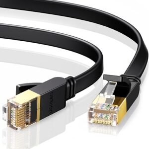 UGREEN Ethernet Cable Cat7 1M 10Gbps Flat Lan Shielded Internet Wire RJ45 | 10Gbps Network Shielded Cord,Compatible for Gaming PS5 PS4 PS3 Xbox Laptop Modem Router Computer,For home&office&gaming