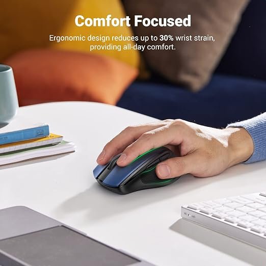 UGREEN Wireless Mouse 2.4G Silent 4000DPI 5-Button for PC/Mac Blue | Wireless mouse, 2.4G, silent, 5 DPI up to 4000, 5 buttons, ergonomic, for PC/Mac, blue, office home study - Image 8