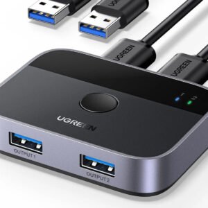UGREEN USB Switch 2PC USB 3.0 2 in 2 Out Switch 2 USB A to A Cable Keyboard Mouse Printer Hard Drive USB Camera (35313)