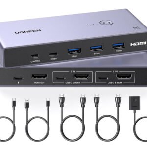 UGREEN CM692 HDMI 2.1 KVM Switch for 2 PCs & 1 Monitor – 8K@60Hz, 4-Port USB 3.0 (25961)