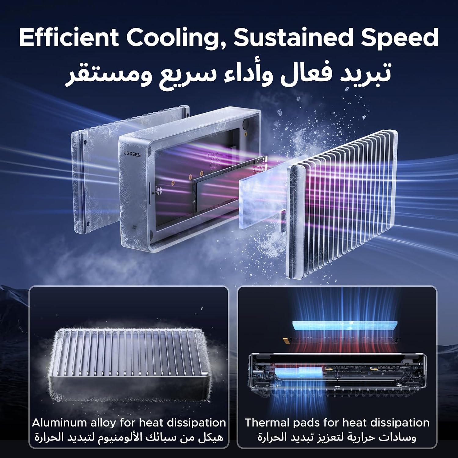 UGREEN M.2 NVMe SSD Enclosure adapter,USB4,40Gbps,Fanless Passive Cooling | 40Gbps USB4 Transfer, Perfect for 4K Editing and download massive data, Silent Passive Cooling, UASP,S.M.A.R.T & TRIM Support - Image 3