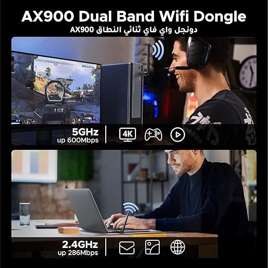 UGREEN 2-in-1 AX900 WiFi 6 Bluetooth 5.4 Adapter 5GHz/2.4GHz Dual Band | 5GHz 600Mbps, 2.4GHz 287Mbps,6dBi High-Gain Antenna,Wireless Network Adapter for Desktop/Laptop, Compatible with Windows10/11 - Image 7
