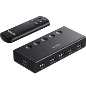 UGREEN HDMI Switch 5 in 1 Out 2.0 4K 60Hz Remote 5 Port Selector 3D CEC HDR HDCP2.2 PS5 PS4 Xbox Fire Stick Black (90512)