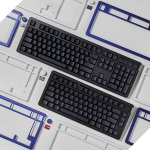 HyperX Alloy Rise Gaming Keyboard, Navy Blue Top Plate + 8 Bit Badges Bundle