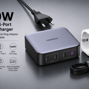 UGREEN Nexode 100W 4-Port GaN II Desktop Charger with 3 USB-C, USB-A, 1.5m EU Power Cord & India Plug Adapter (90928)