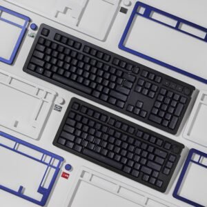 HyperX Alloy Rise Gaming Keyboard 75, White Top Plate + 8 Bit Badges Bundle