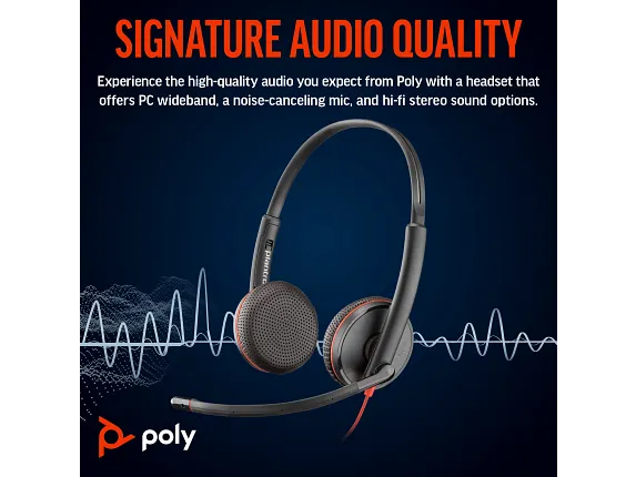 Poly Blackwire 3225 Stereo USB-C Headset +3.5mm Plug +USB-C/A Adapter - Image 3