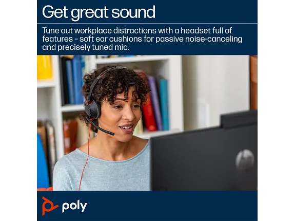 Poly Blackwire 5210 Monaural USB-C Headset +3.5mm Plug +USB-C/A Adapter - Image 3