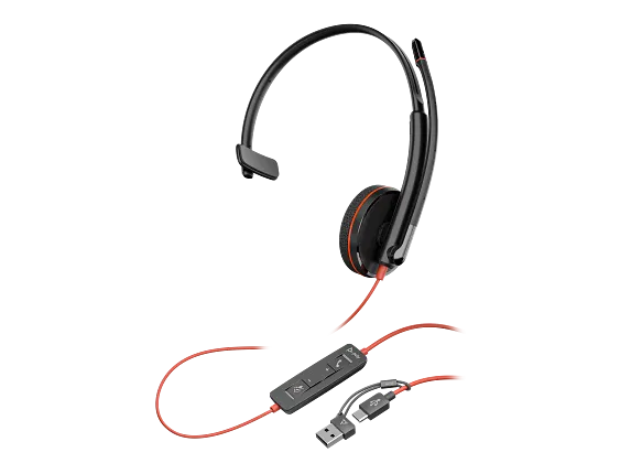 Poly Blackwire 3215 Monaural USB-C Headset +3.5mm Plug +USB-C/A Adapter - Image 3