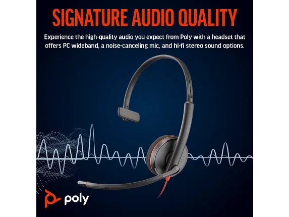 Poly Blackwire 3210 Monaural USB-C Headset +USB-C/A Adapter - Image 4