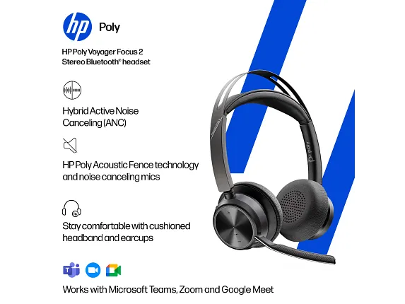 Poly Voyager Focus 2 USB-C-C Headset +USB-C/A Adapter - Image 4