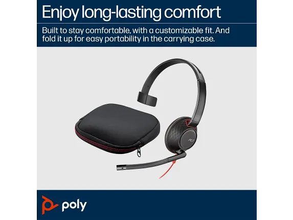 Poly Blackwire 5210 Monaural USB-C Headset +3.5mm Plug +USB-C/A Adapter - Image 4
