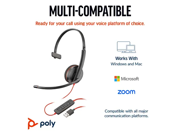 Poly Blackwire 3210 Monaural USB-C Headset +USB-C/A Adapter - Image 5