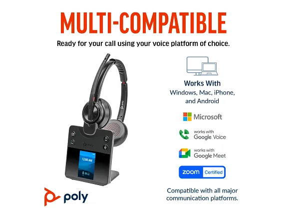 Poly Savi 8420 Office Stereo Microsoft Teams Certified DECT 1920-1930 MHz Headset - Image 4