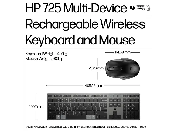 HP 725 Multi-Device Rechargeable Wireless Keyboard and Mouse Combo - Image 5