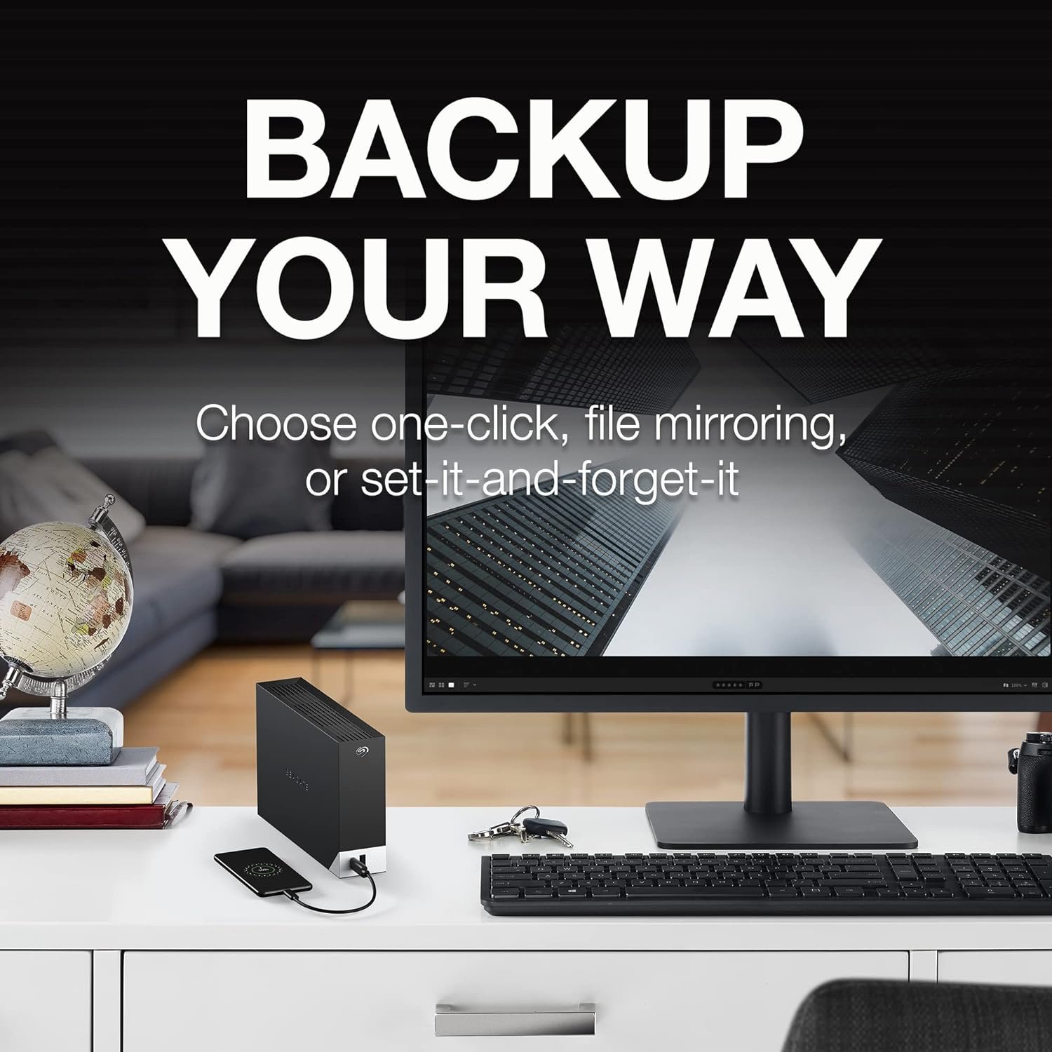 Seagate 14TB One Touch Desktop External Drive with Built-In Hub (Black) STLC14000400 - Image 4