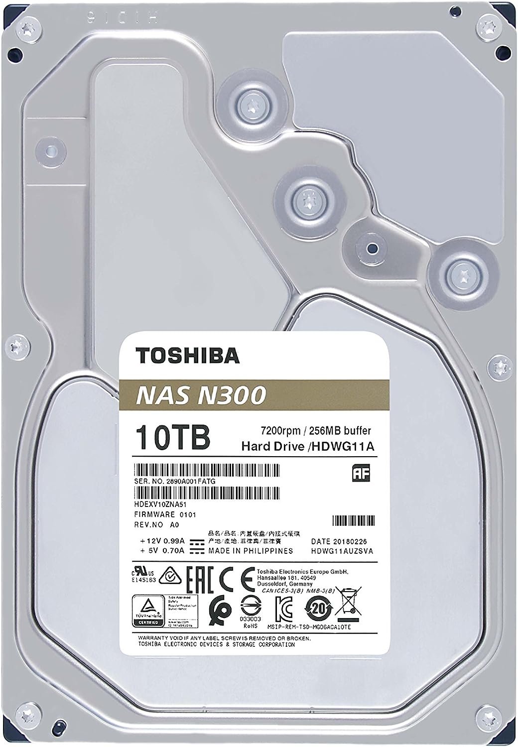 Toshiba N300 NAS 7200 RPM 10TB Serial SATA III Internal Hard Drive, 3.5'' HDWG11AEZSTA - Image 4