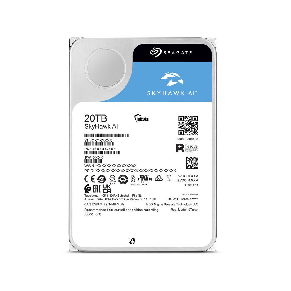 Seagate 20TB SkyHawk AI 7200 rpm SATA III 3.5" Internal Surveillance HDD - ST20000VE003 - Image 4