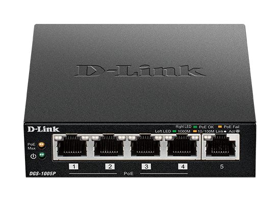 D-Link DGS-1005P 5-Port Gigabit Unmanaged PoE Switch - Image 2